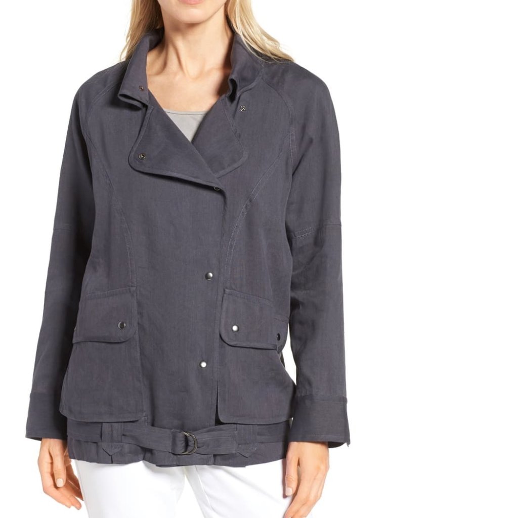 Nordstrom Collection Women's Lightweight Belted Diagonal Buttoned Utility Jacket